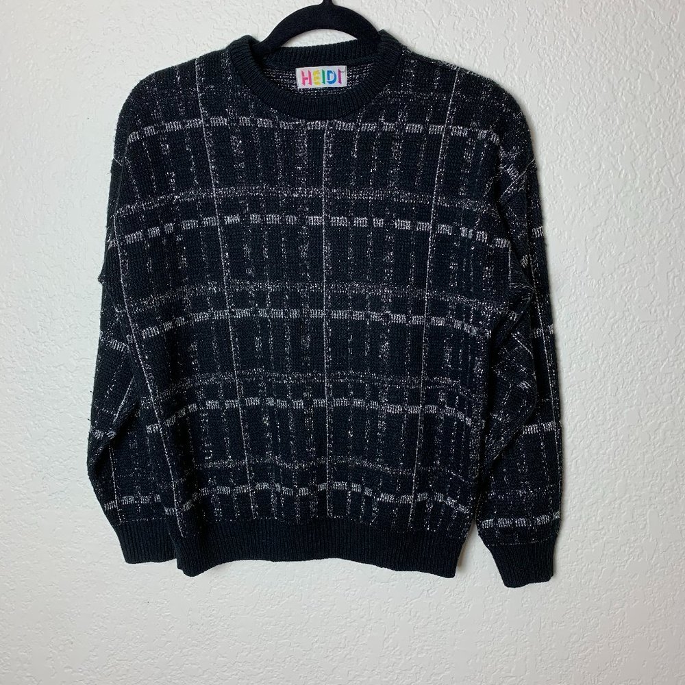 Heidi Vintage Sweater Black Silver Crewneck